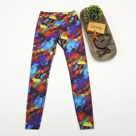 Athleta multicolor abstract print full length leggings women's size XS - Picture 2 of 9